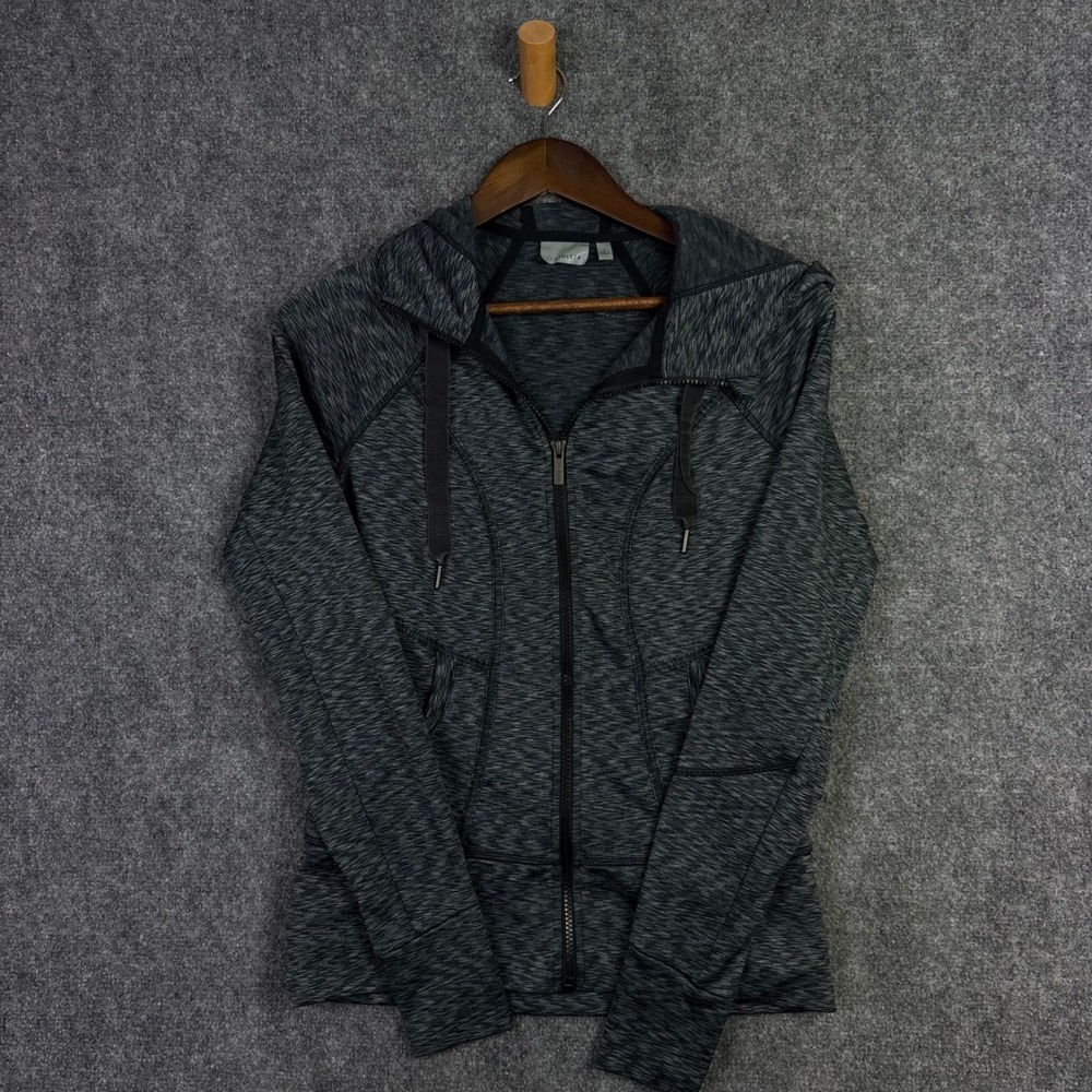 Athleta Full Zip Hoodie Womens Small Gray Space Dye Athletic Jacket 0570 - Picture 2 of 8